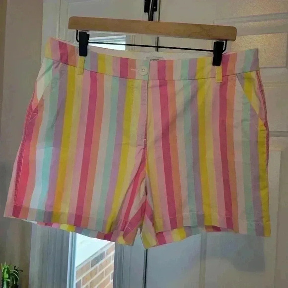 Crown &‎ Ivy Pastel Striped Lightweight Style Caroline Shorts, Size 12 - Picture 1 of 8